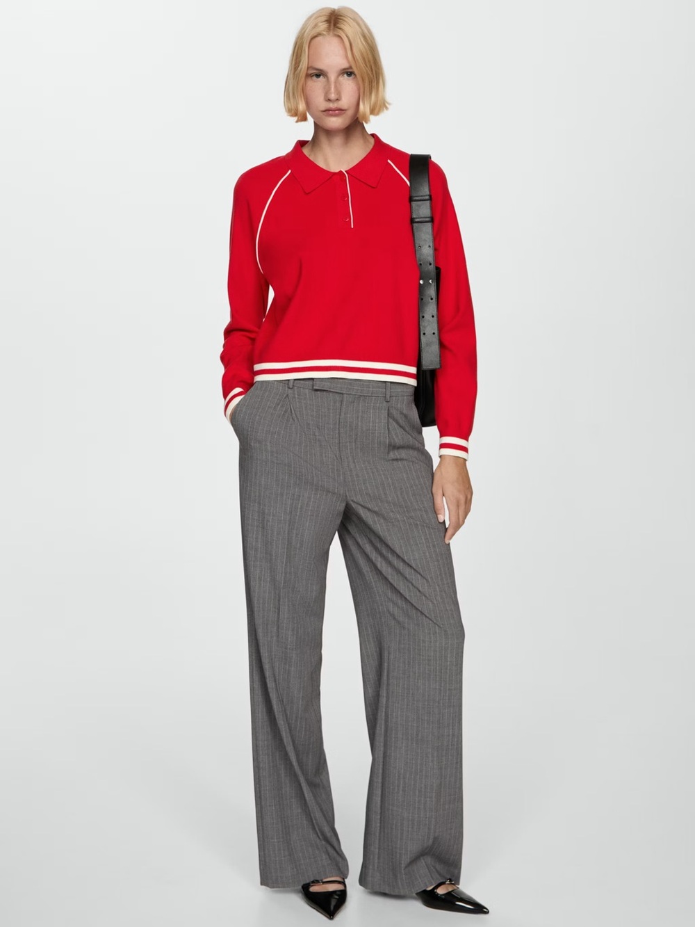 Mango Red Polo style sweater NWT